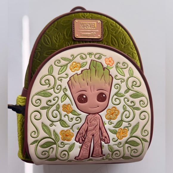 New Loungefly Marvel Guardians of The Galaxy Groot Floral Velvet Mini Backpack main image 5